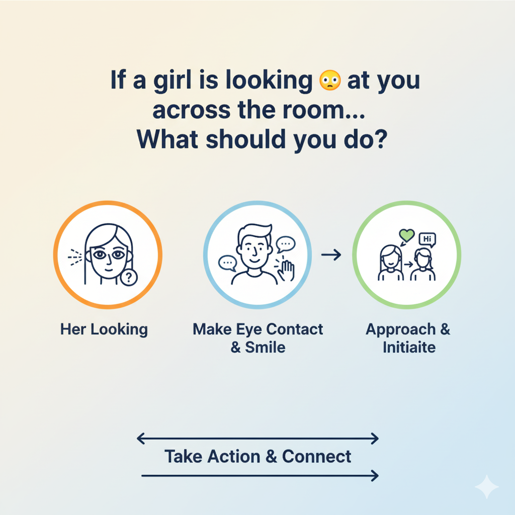 If a girl is looking 👀 at you across the room… What should you do?